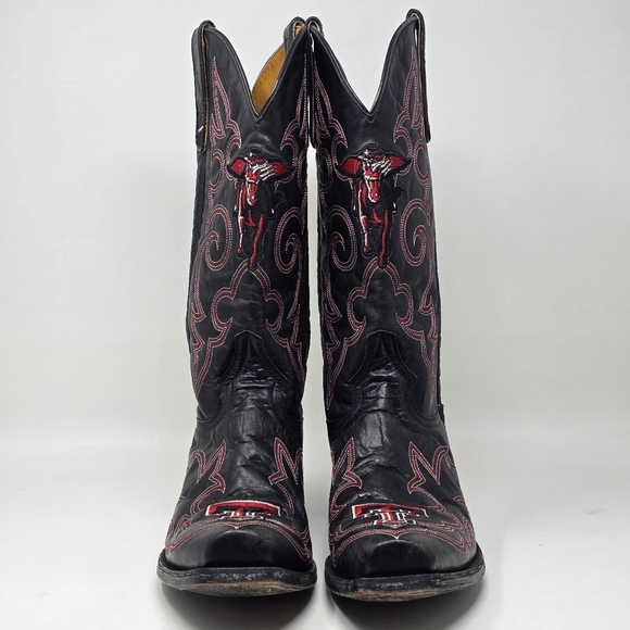Game Day Boots Mens SZ 9.5 TEXAS TECH Red Raiders Red/Black Leather Cowboy Boots - Picture 6 of 12